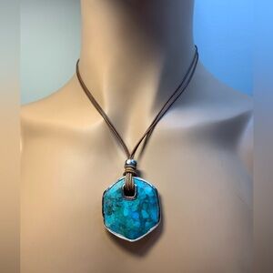 Silpada PARADISE NECKLACE - Sterling, Stabilized Turquoise & Lapis on Leather